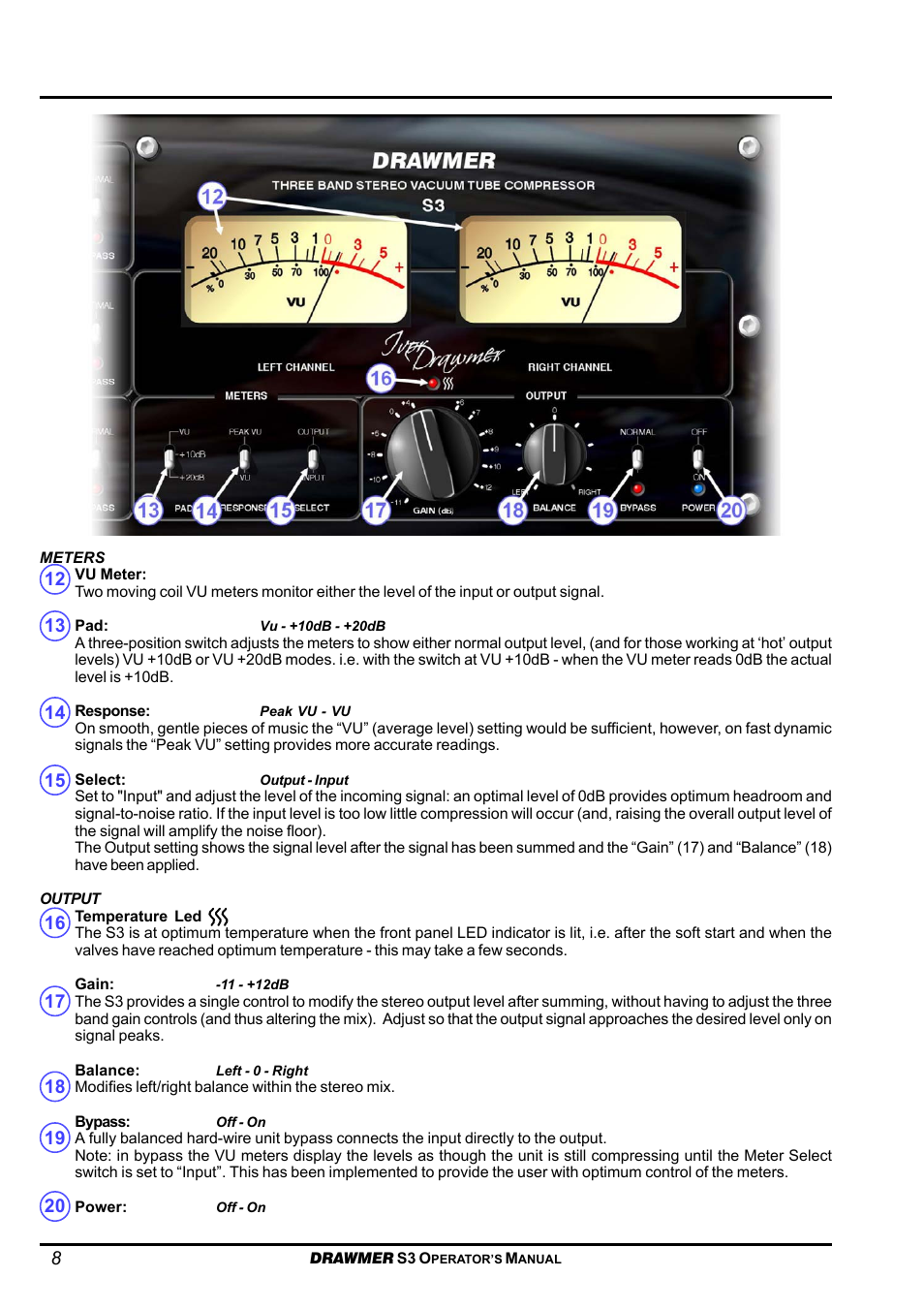 Drawmer S3 Multi-Band Stereo Tube Compressor User Manual | Page 8 / 11