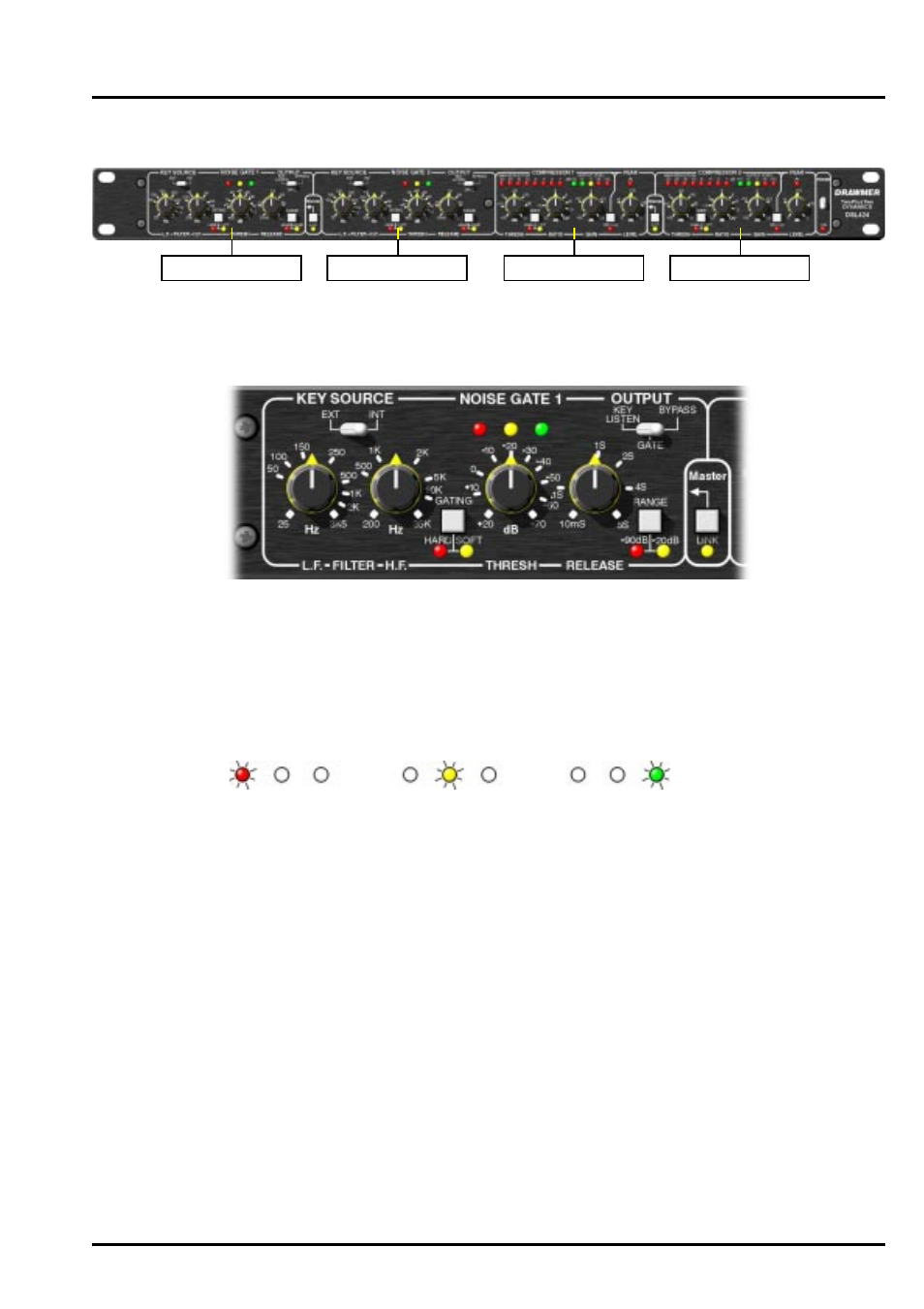 Chapter 2, Control description, The noise gate channels | Drawmer DSL424 TwoPlusTwo Dynamics User Manual | Page 5 / 13