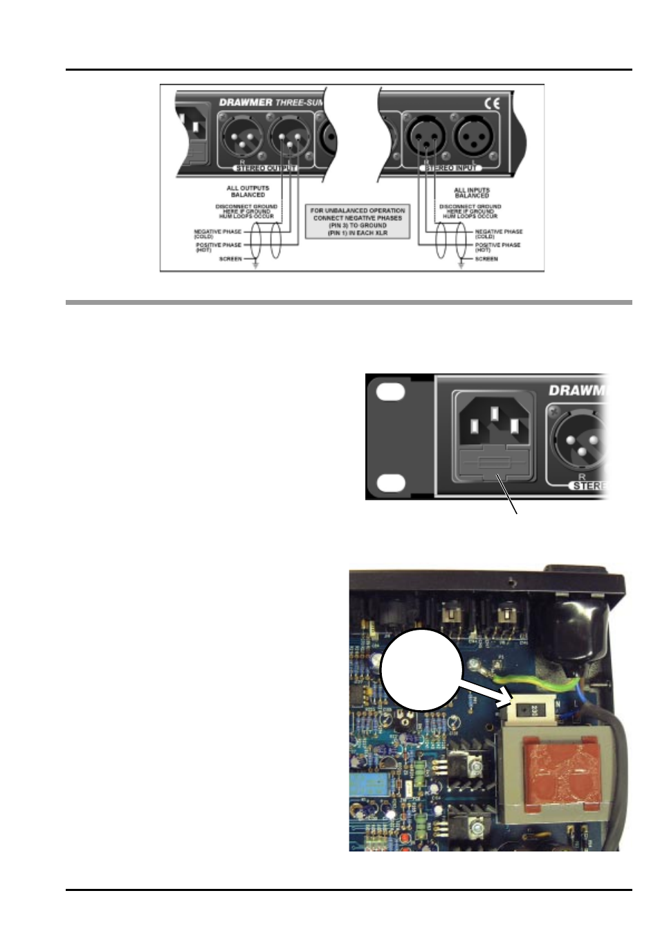 Power connection | Drawmer Three-Sum Multi-Band Interface User Manual | Page 5 / 11