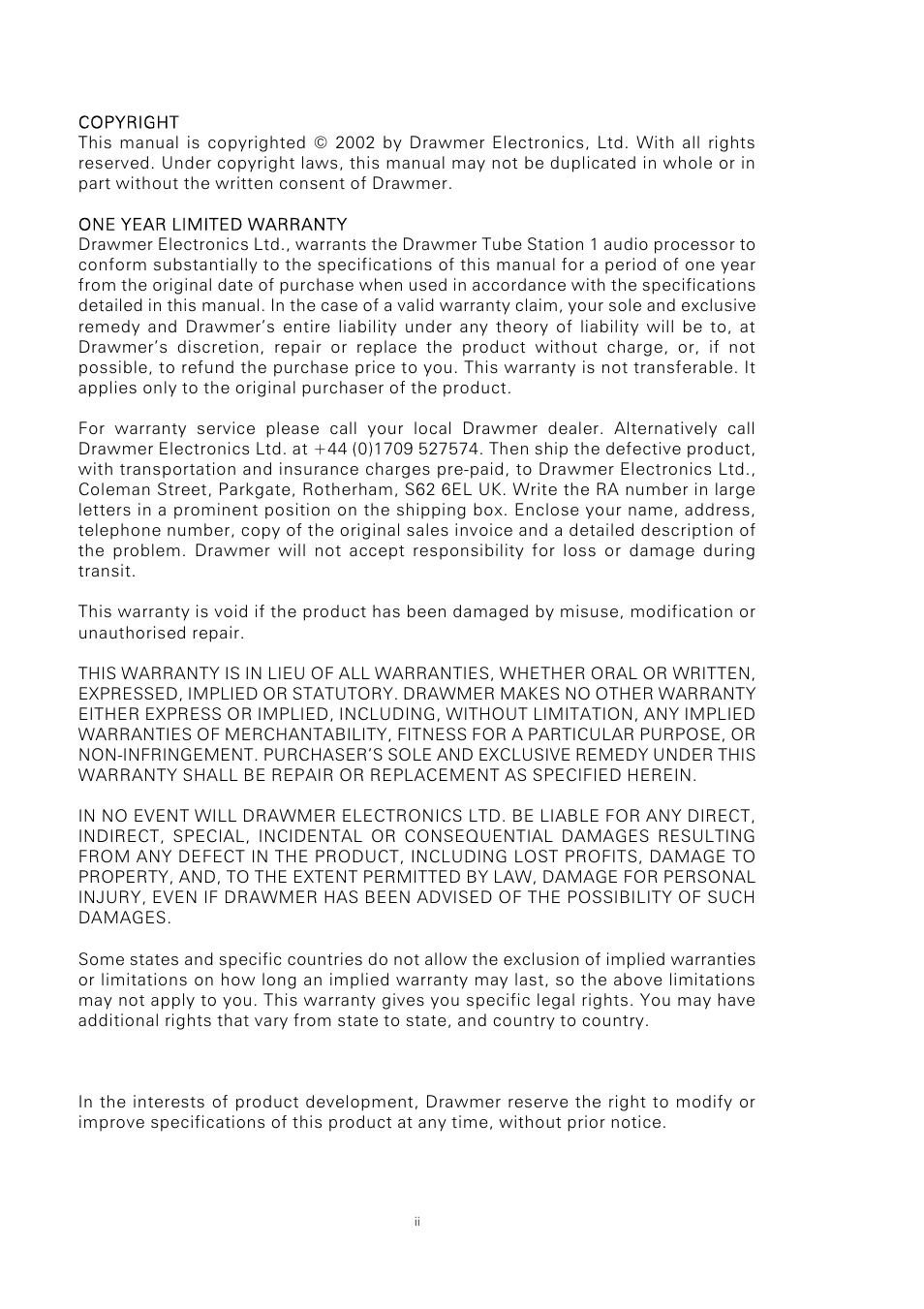 Drawmer TS1 Stereo Vacuum Tube Compressor with Instrument and Mic Pr-Amp User Manual | Page 2 / 16