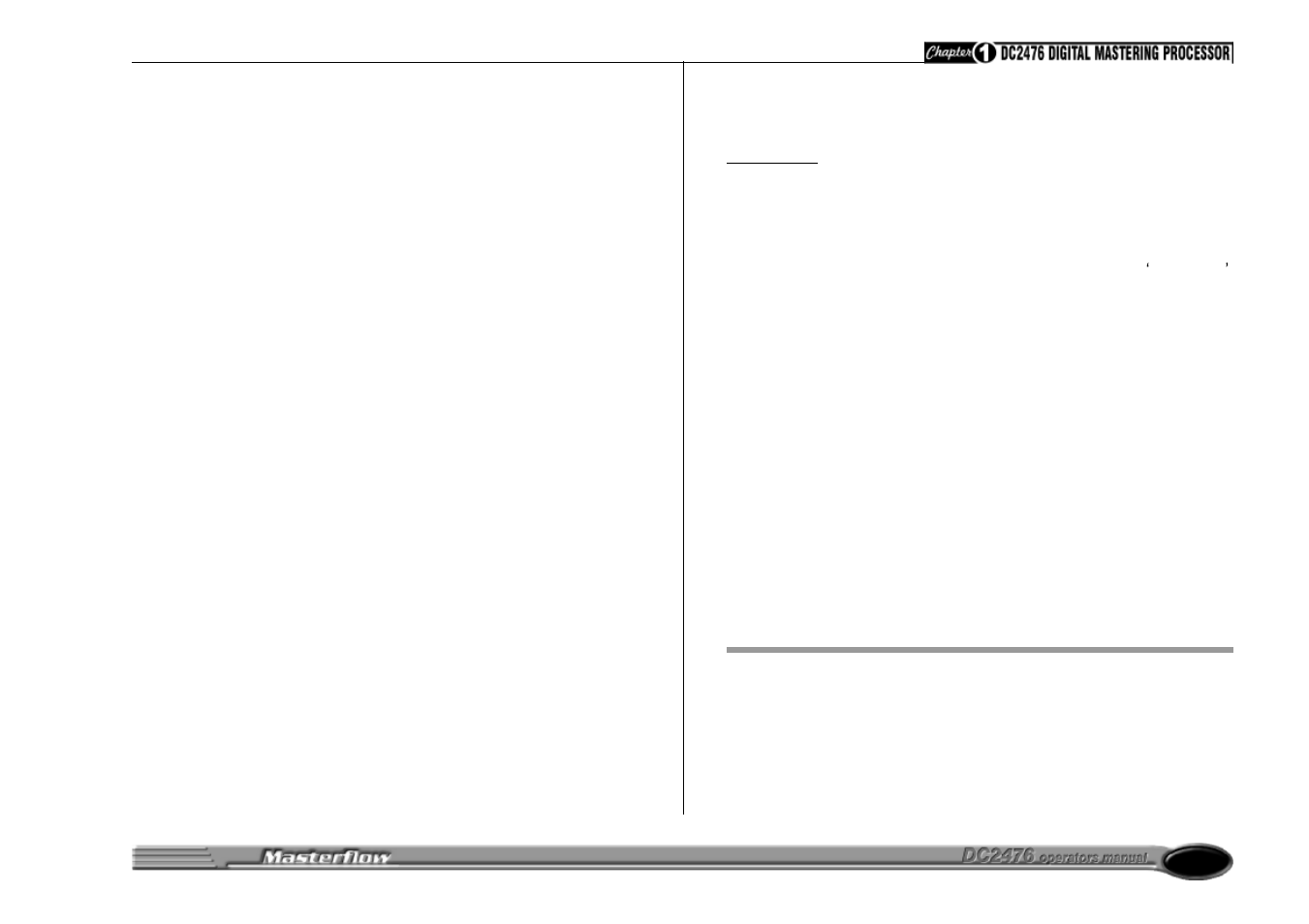 Chapter 1, Drawmer dc2476 digital mastering processor | Drawmer DC2476 Digital Mastering Processor User Manual | Page 5 / 39