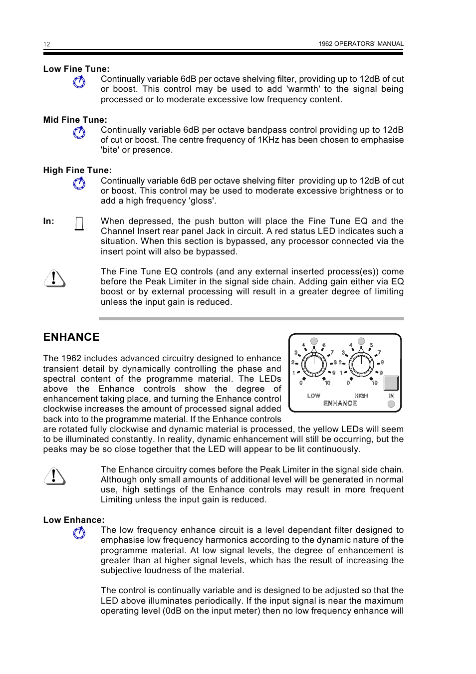 Enhance | Drawmer 1962 Digital Vacuum Tube Pre-Amplifier User Manual | Page 16 / 26