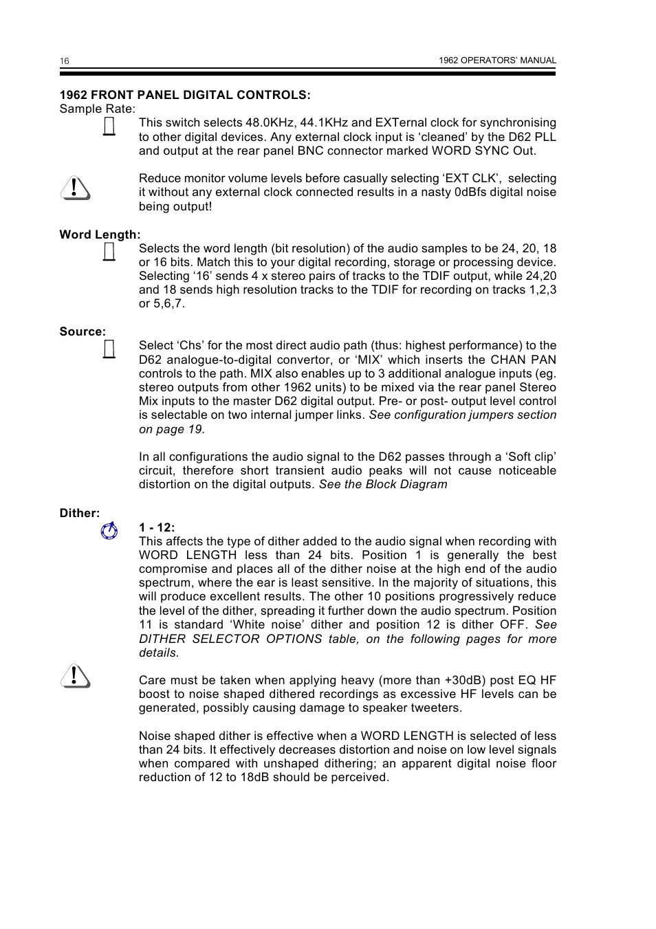 Drawmer 1962 Digital Vacuum Tube Pre-Amplifier User Manual | Page 20 / 26