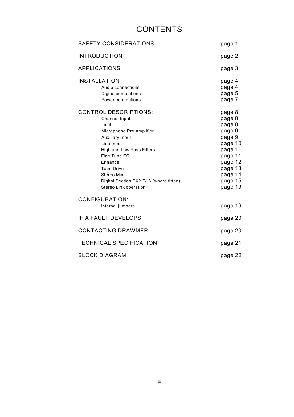 Drawmer 1962 Digital Vacuum Tube Pre-Amplifier User Manual | Page 3 / 26