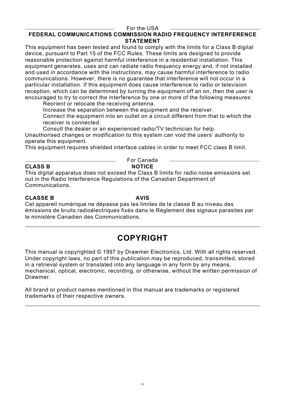 Copyright | Drawmer 1962 Digital Vacuum Tube Pre-Amplifier User Manual | Page 4 / 26