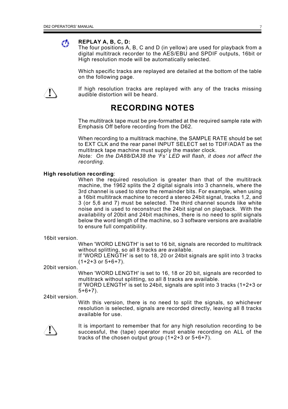 Drawmer D62 Digital Module User Manual | Page 11 / 14