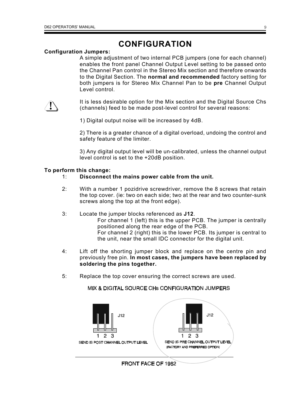 Configuration | Drawmer D62 Digital Module User Manual | Page 13 / 14