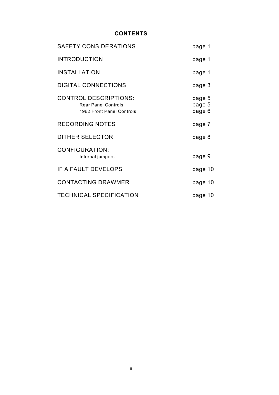 Drawmer D62 Digital Module User Manual | Page 2 / 14