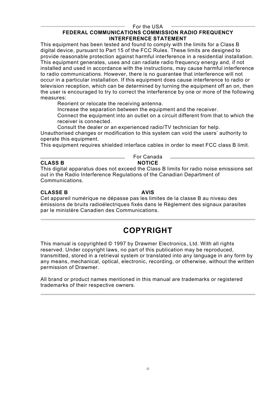 Copyright | Drawmer D62 Digital Module User Manual | Page 3 / 14