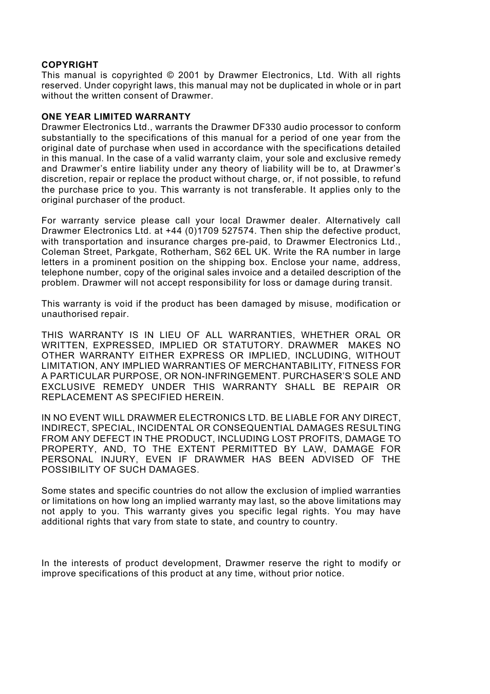 Drawmer DF330 Universal Noise Filter User Manual | Page 2 / 14