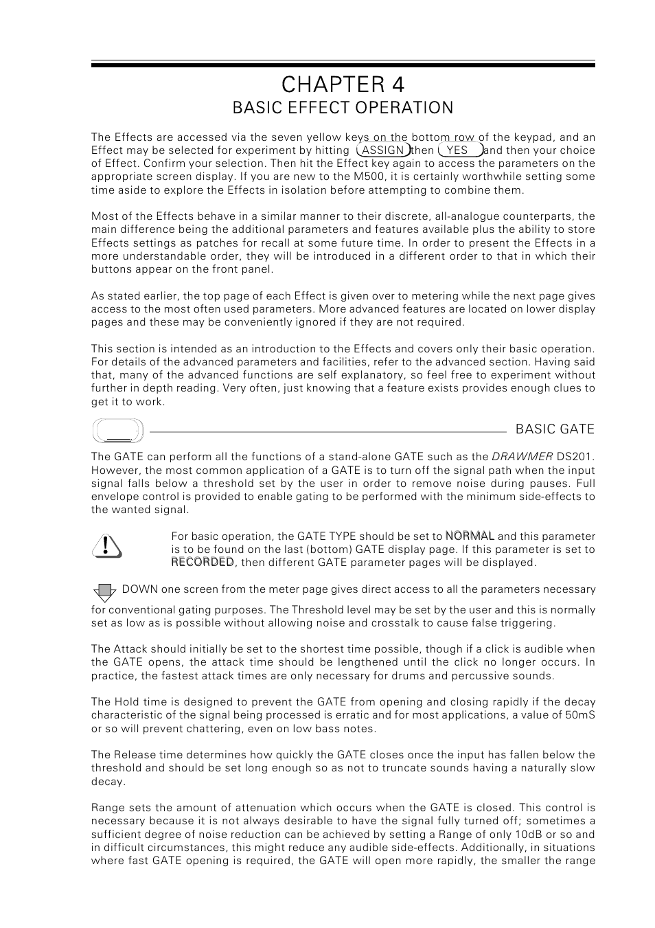 Chapter 4, Basic effect operation | Drawmer M500 Dynamics Processor User Manual | Page 23 / 55