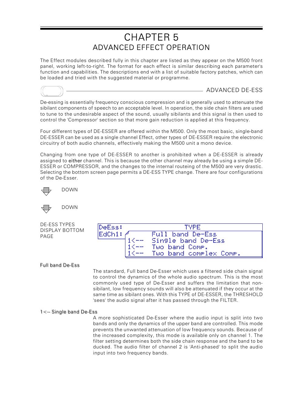 Chapter 5, Advanced effect operation | Drawmer M500 Dynamics Processor User Manual | Page 28 / 55