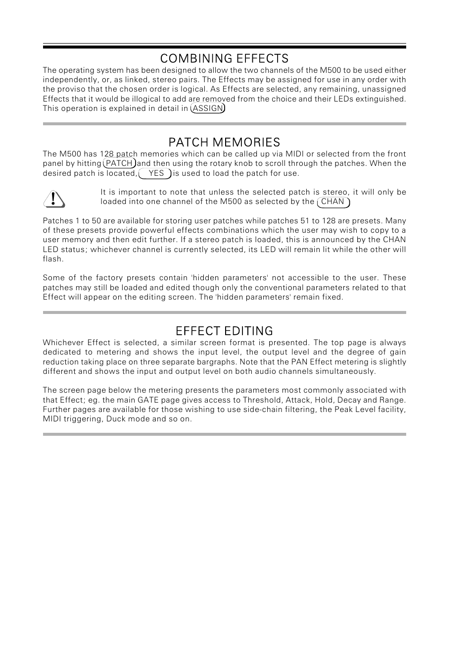 Combining effects, Effect editing | Drawmer M500 Dynamics Processor User Manual | Page 6 / 55