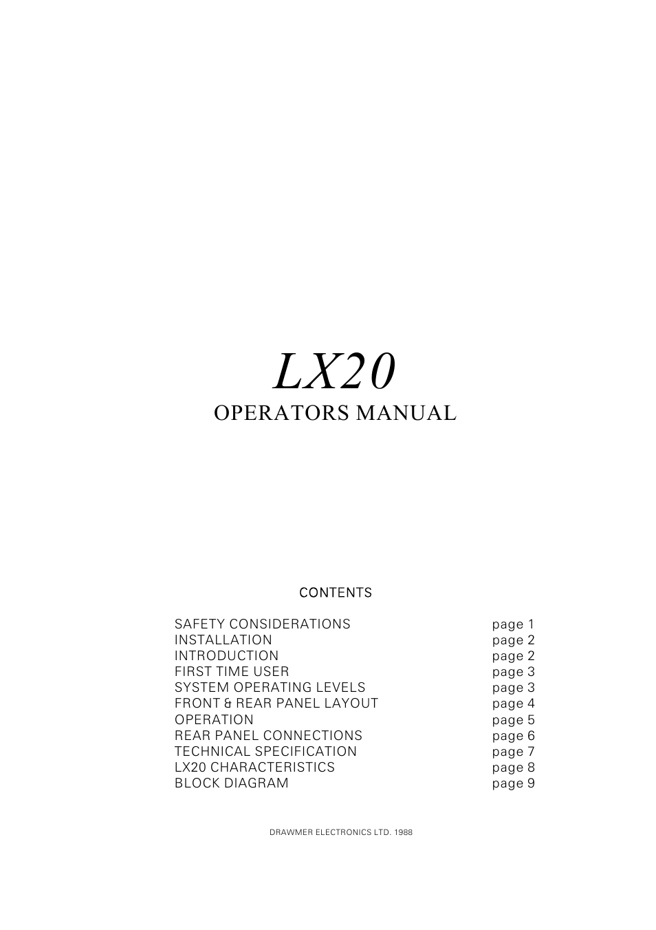 Drawmer LX20 Dual Expander Compressor User Manual | 11 pages