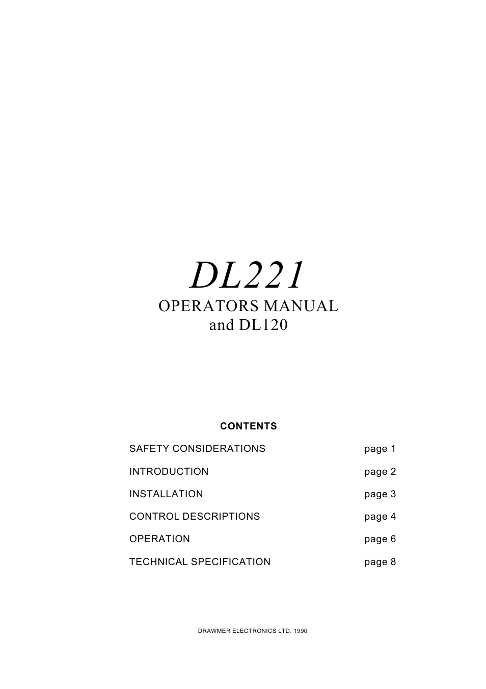 Drawmer DL221 Dual Compressor User Manual | 10 pages