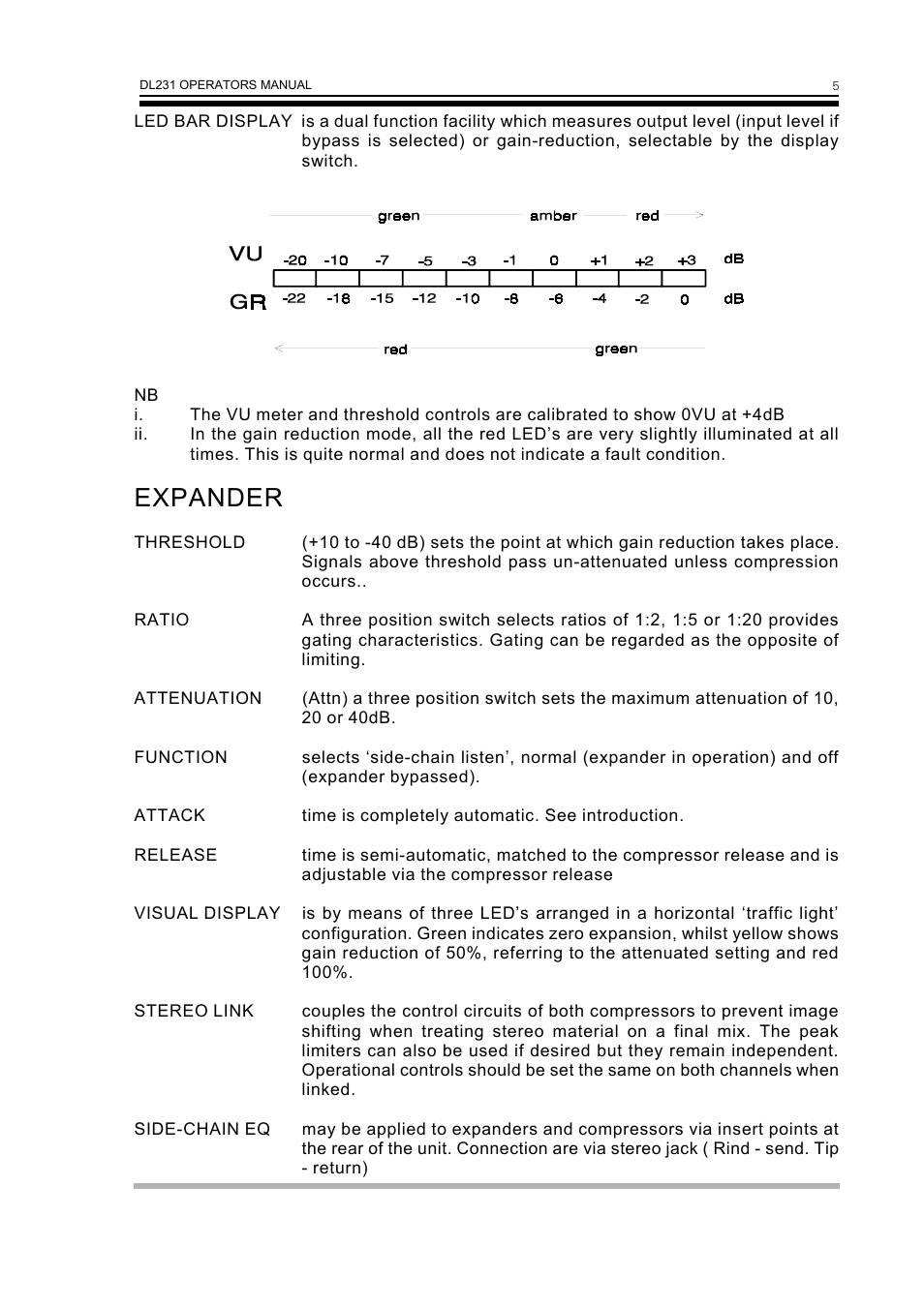 Expander | Drawmer DL231 Dual Expander/Compressor User Manual | Page 7 / 10