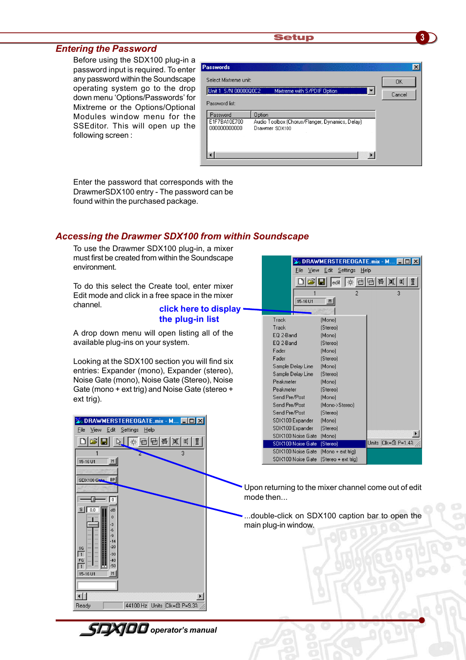 Drawmer SDX100 for Soundscape User Manual | Page 7 / 15