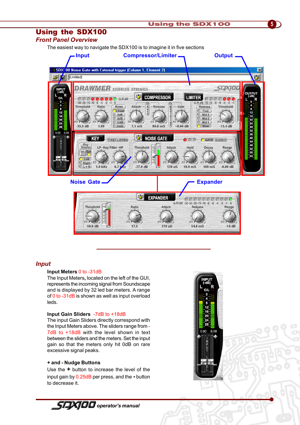Using the sdx100 | Drawmer SDX100 for Soundscape User Manual | Page 9 / 15