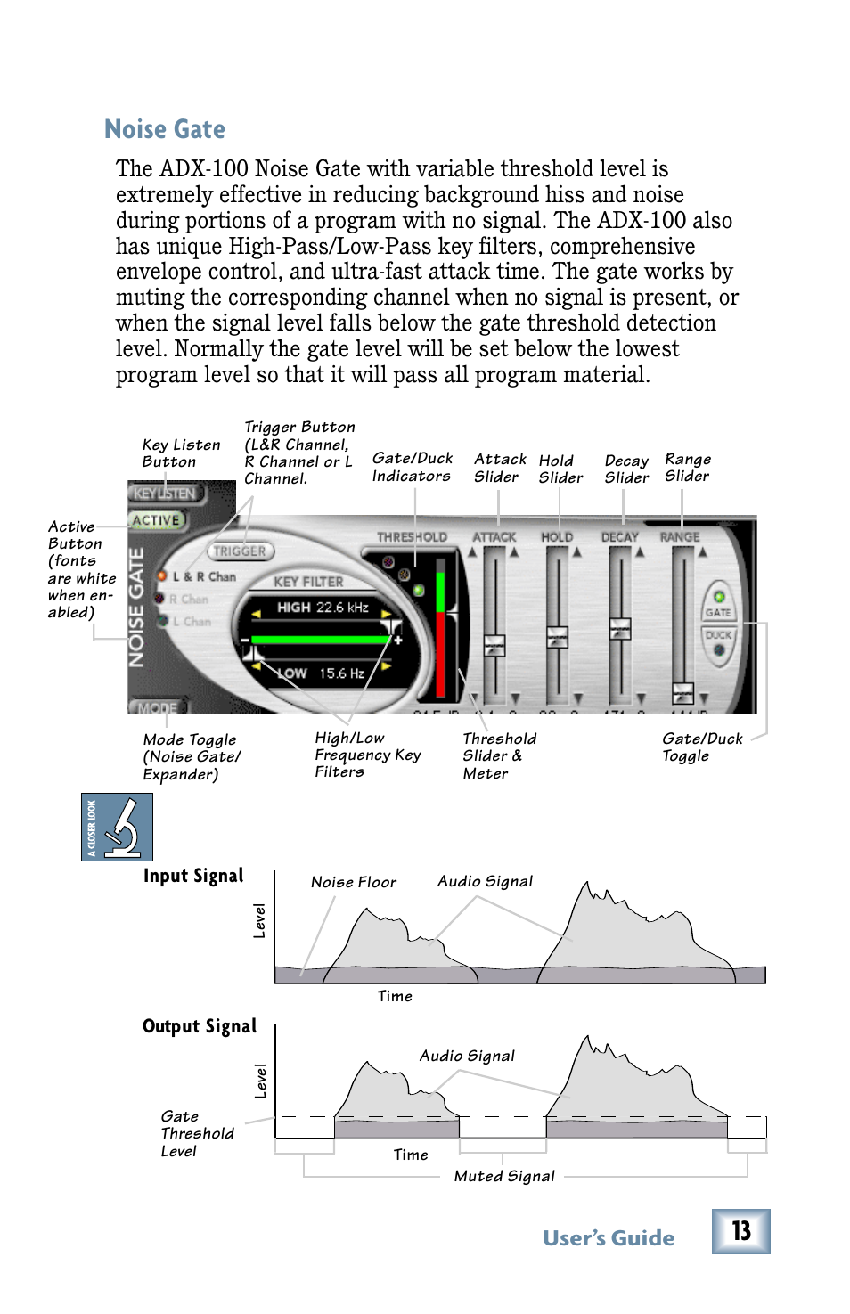 Noise gate, User’s guide | Drawmer Advanced Dynamics for Mackie D8B User Manual | Page 13 / 32