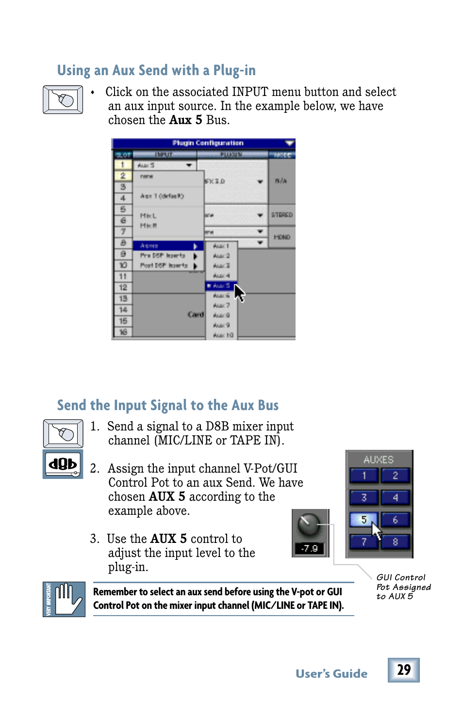 Using an aux send with a plug-in, Send the input signal to the aux bus | Drawmer Advanced Dynamics for Mackie D8B User Manual | Page 29 / 32