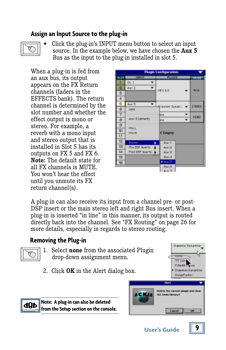 Removing the plug-in, Assign an input source to the plug-in | Drawmer Advanced Dynamics for Mackie D8B User Manual | Page 9 / 32