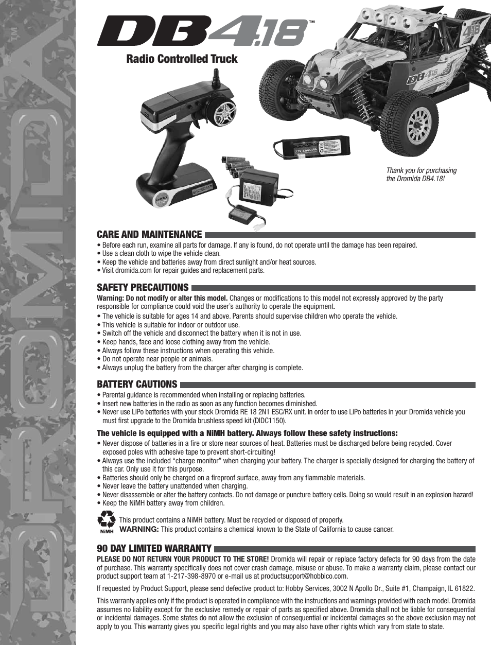 Dromida DB4.18 Manual User Manual | 4 pages