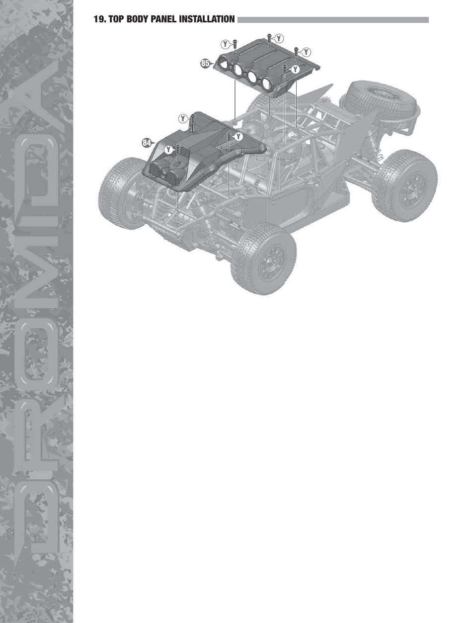 Top body panel installation | Dromida DB4.18 Assembly Guide User Manual | Page 11 / 12