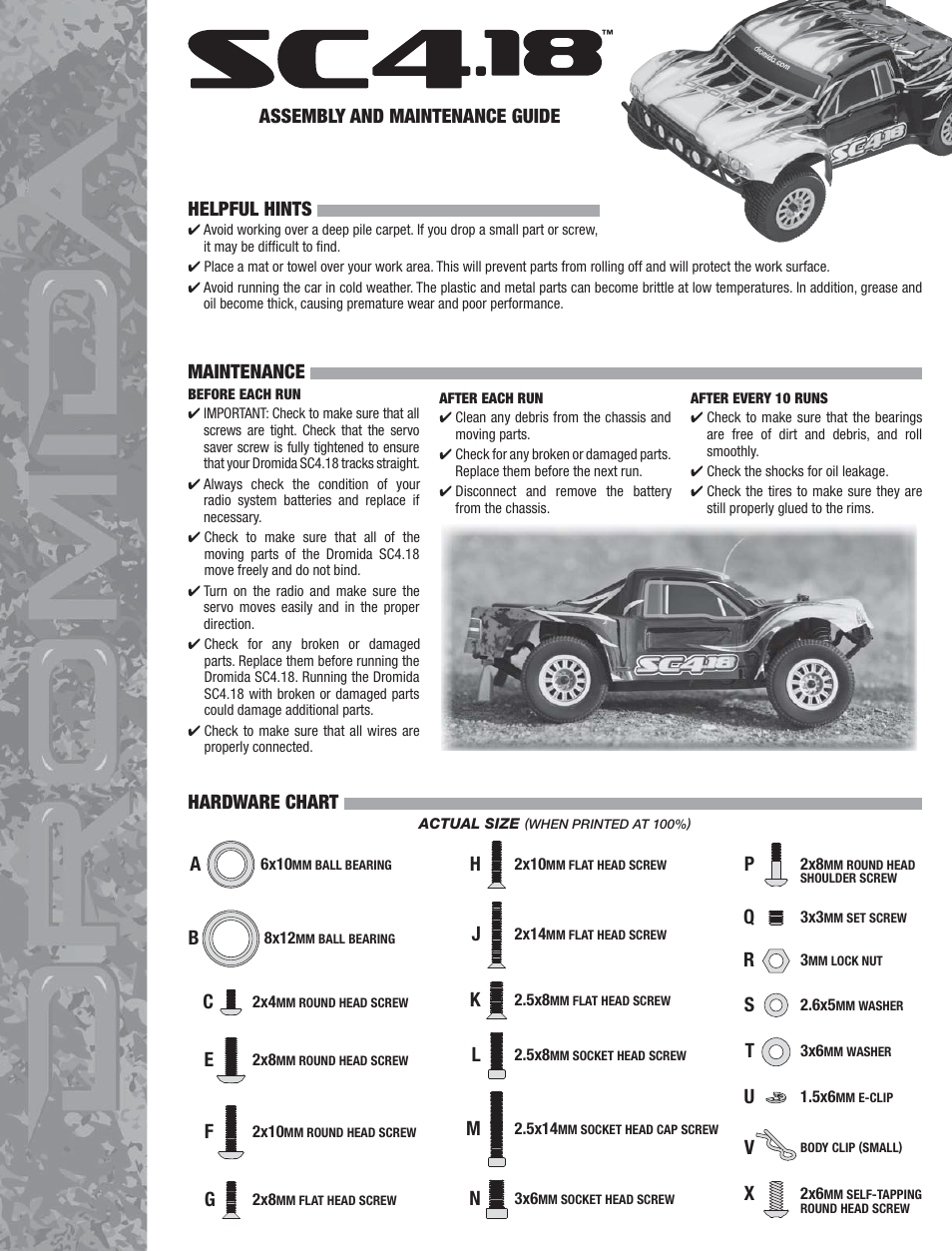 Dromida SC4.18 Assembly Guide User Manual | 10 pages