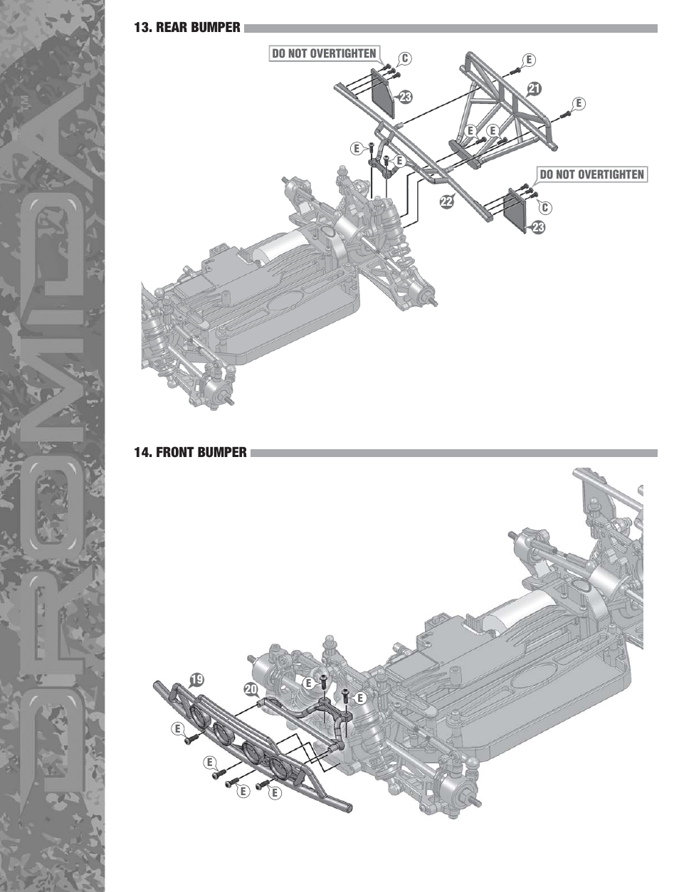 Rear bumper 14. front bumper | Dromida SC4.18 Assembly Guide User Manual | Page 8 / 10