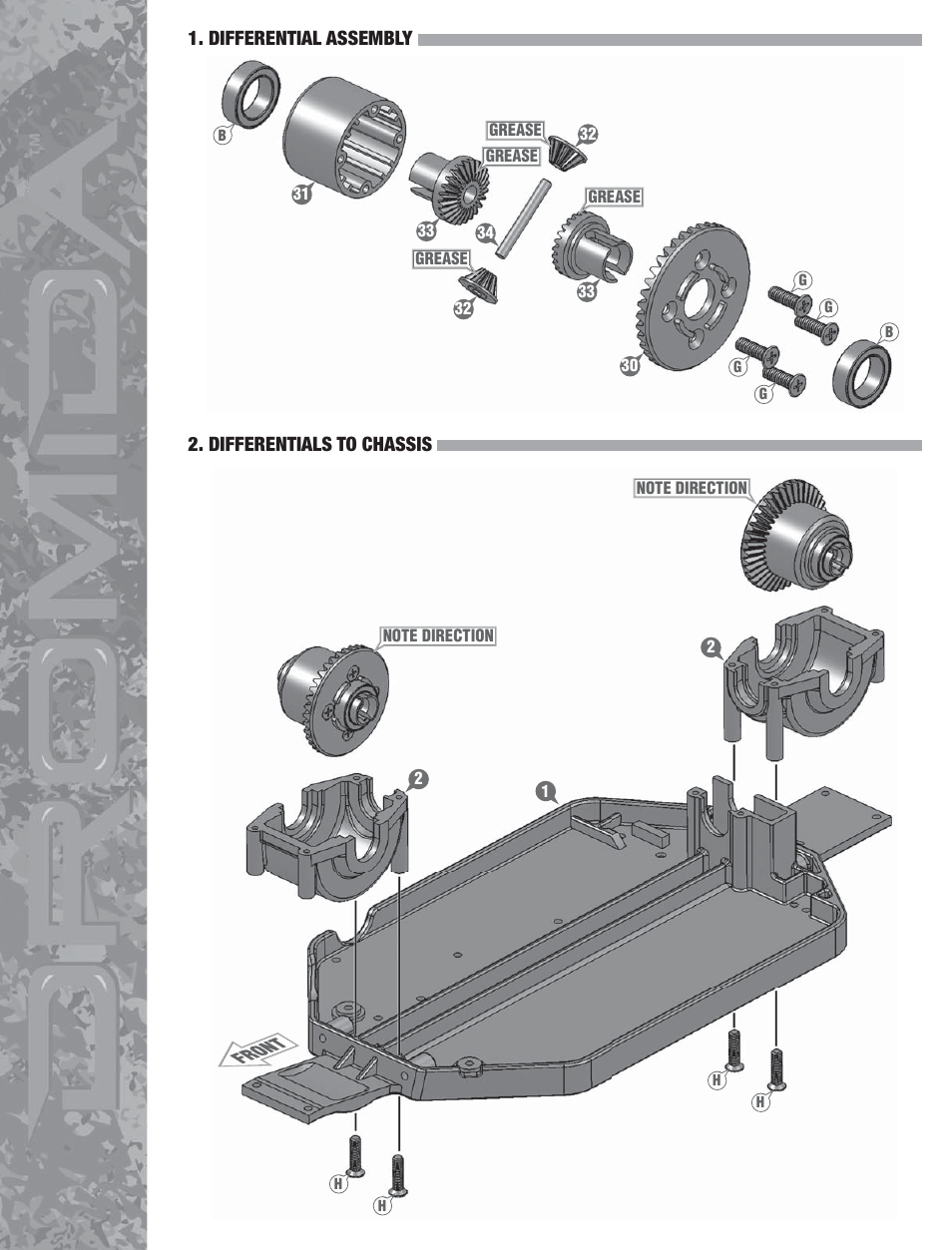 Differential assembly 2. differentials to chassis | Dromida MT4.18 Assembly Guide User Manual | Page 2 / 9