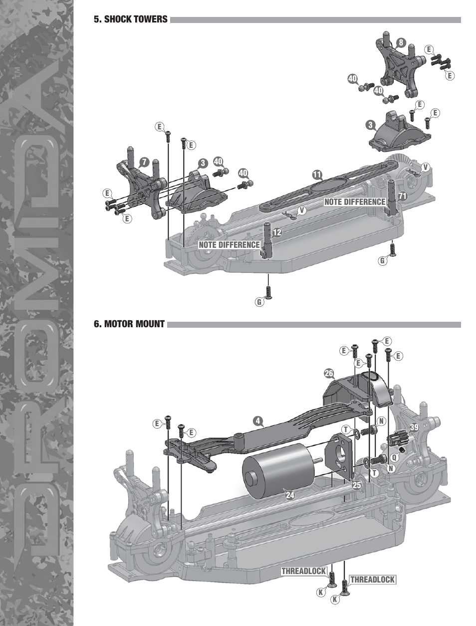 Shock towers 6. motor mount | Dromida MT4.18 Assembly Guide User Manual | Page 4 / 9