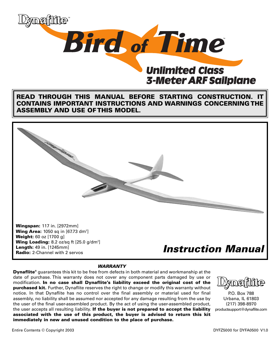 Dynaflite GPMA1052 Bird of Time User Manual | 20 pages