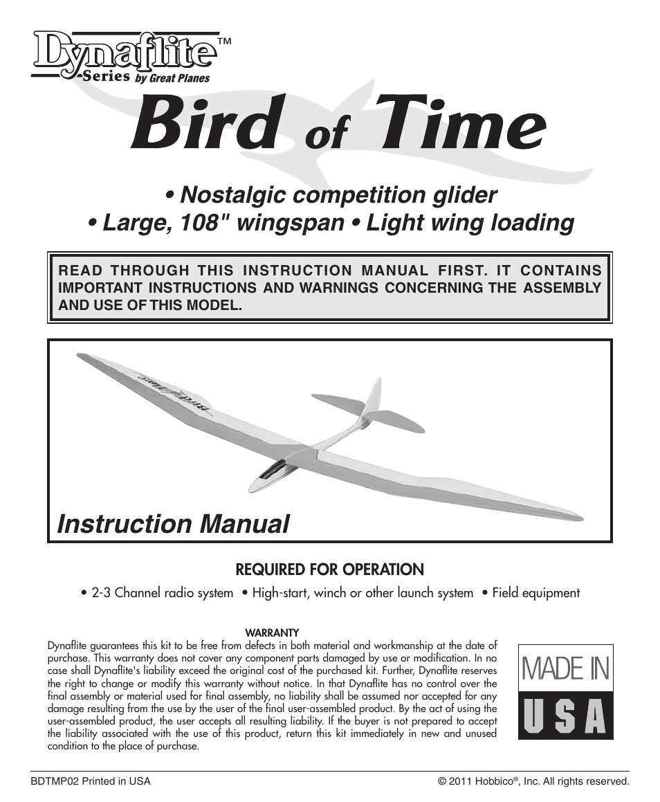 Dynaflite GPMA0570 Bird of Time User Manual | 16 pages