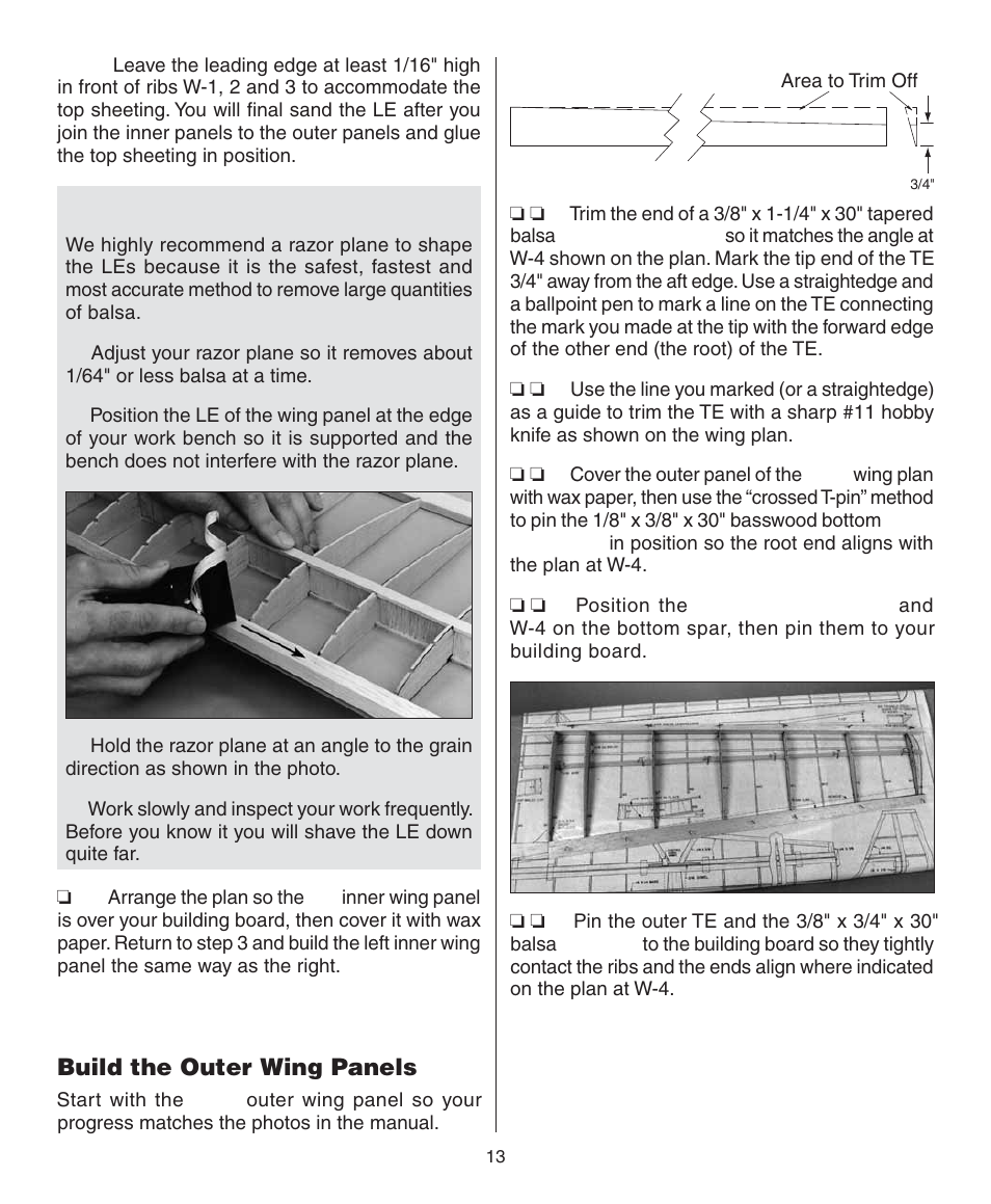 Build the outer wing panels | Dynaflite GPMA0090 Butterfly User Manual | Page 13 / 40