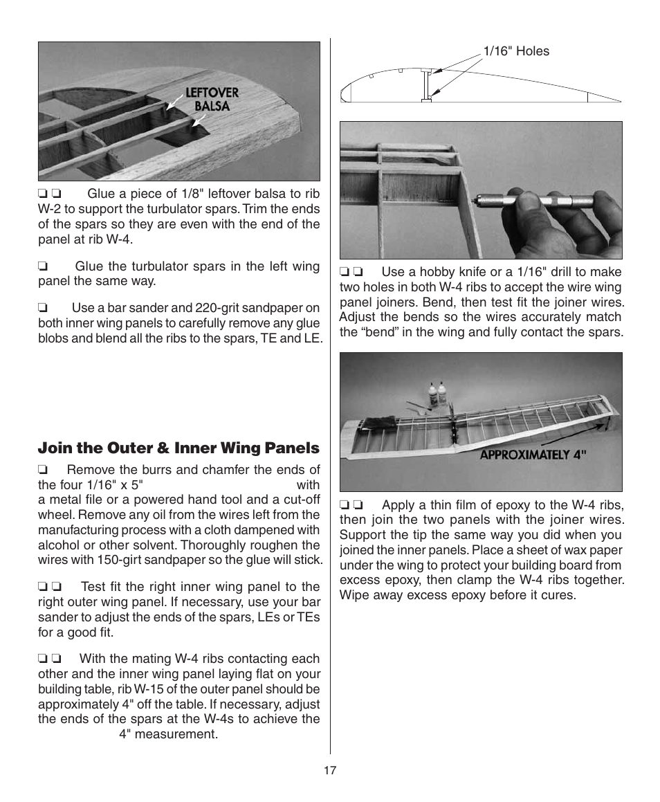 Join the outer & inner wing panels | Dynaflite GPMA0090 Butterfly User Manual | Page 17 / 40