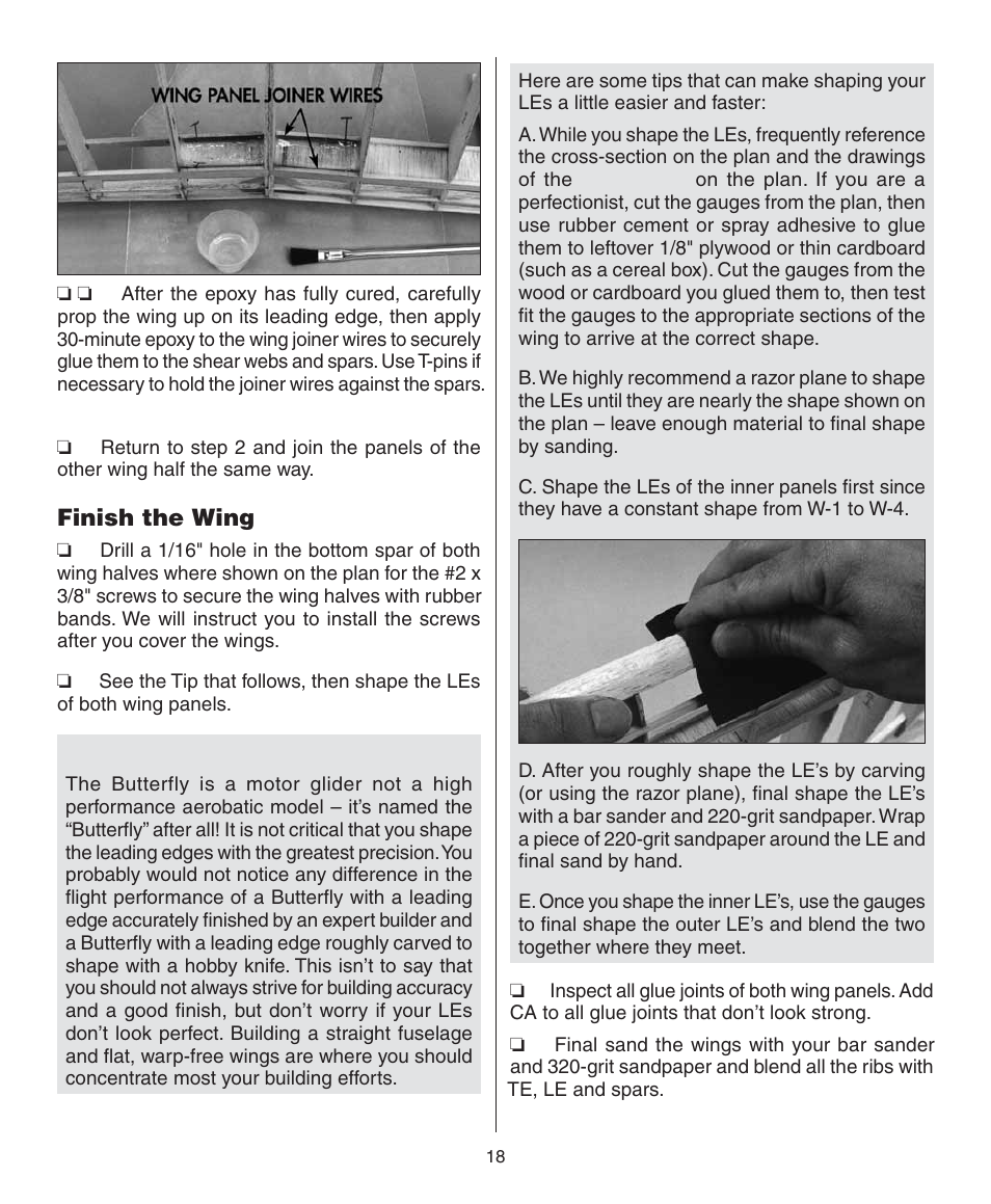 Finish the wing | Dynaflite GPMA0090 Butterfly User Manual | Page 18 / 40