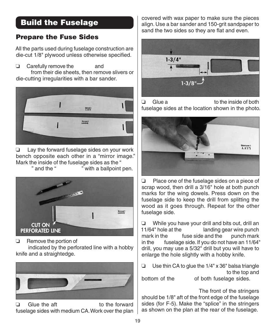 Build the fuselage, Prepare the fuse sides | Dynaflite GPMA0090 Butterfly User Manual | Page 19 / 40