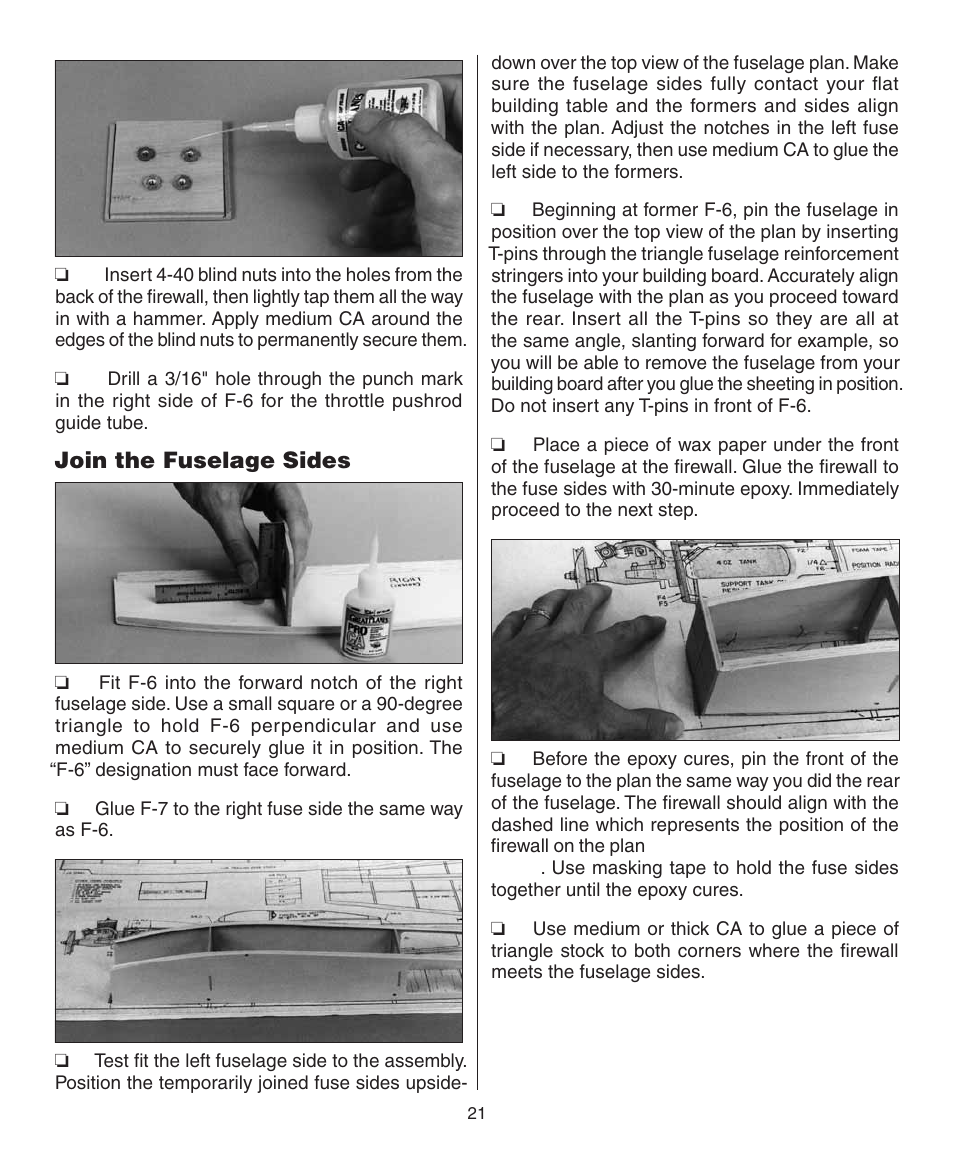 Join the fuselage sides | Dynaflite GPMA0090 Butterfly User Manual | Page 21 / 40
