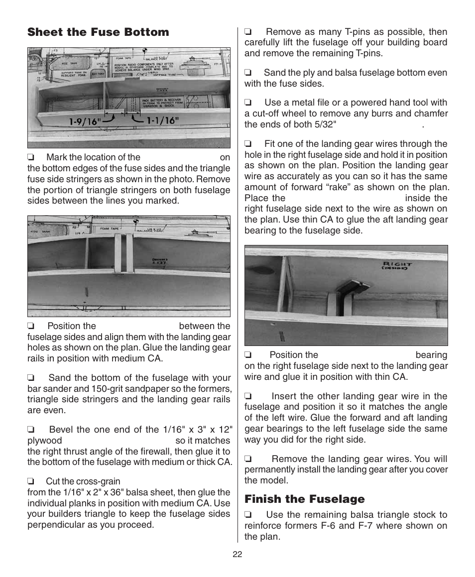 Sheet the fuse bottom, Finish the fuselage | Dynaflite GPMA0090 Butterfly User Manual | Page 22 / 40