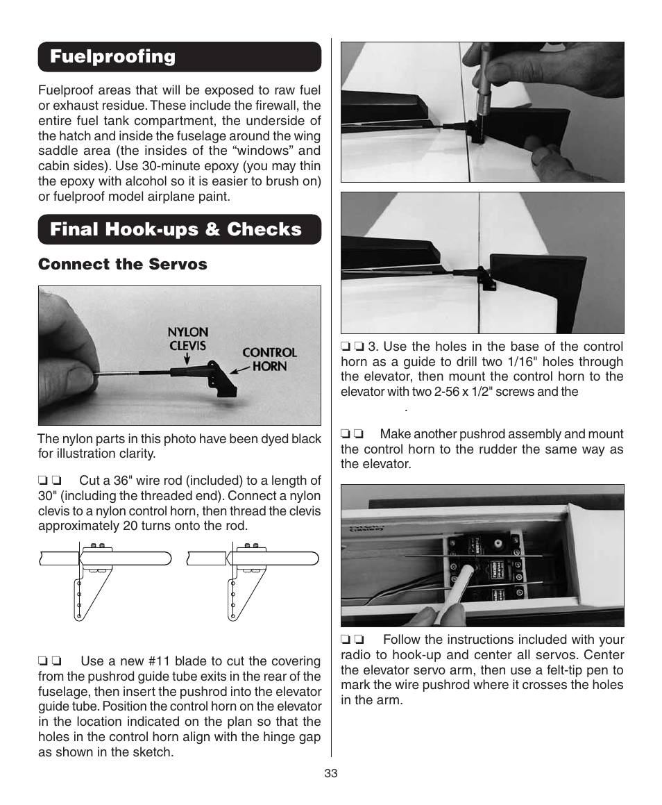 Fuelproofing, Final hook-ups & checks | Dynaflite GPMA0090 Butterfly User Manual | Page 33 / 40