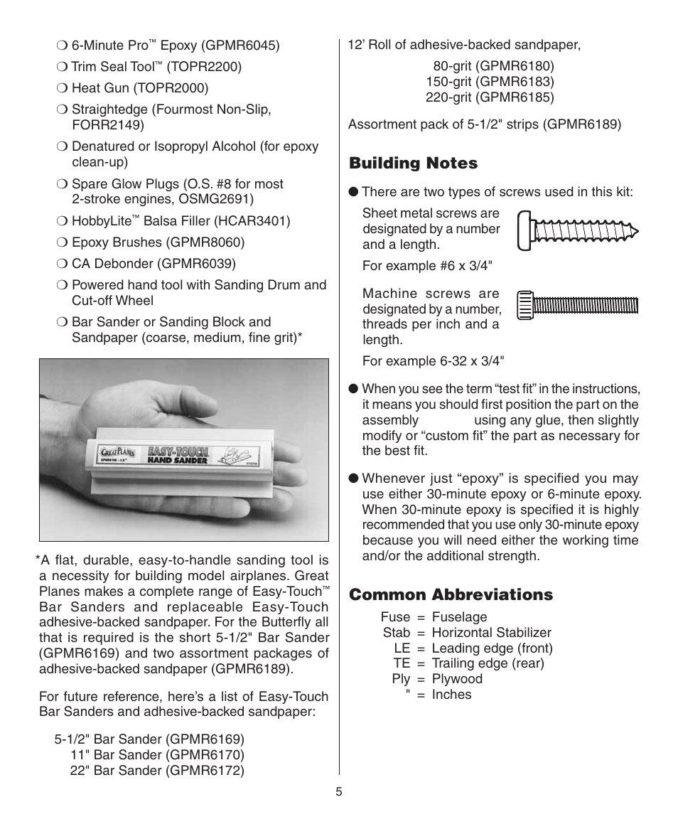 Common abbreviations | Dynaflite GPMA0090 Butterfly User Manual | Page 5 / 40
