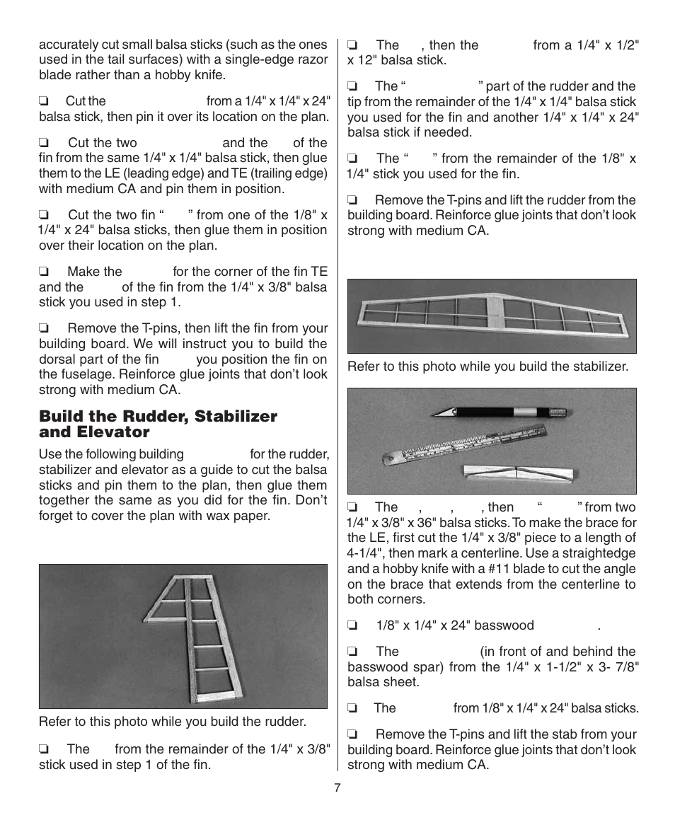 Build the rudder, stabilizer and elevator | Dynaflite GPMA0090 Butterfly User Manual | Page 7 / 40