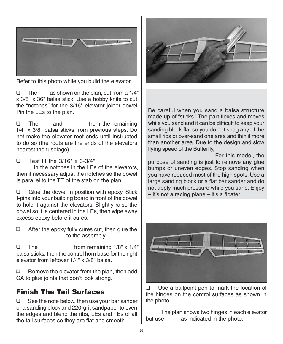 Finish the tail surfaces | Dynaflite GPMA0090 Butterfly User Manual | Page 8 / 40