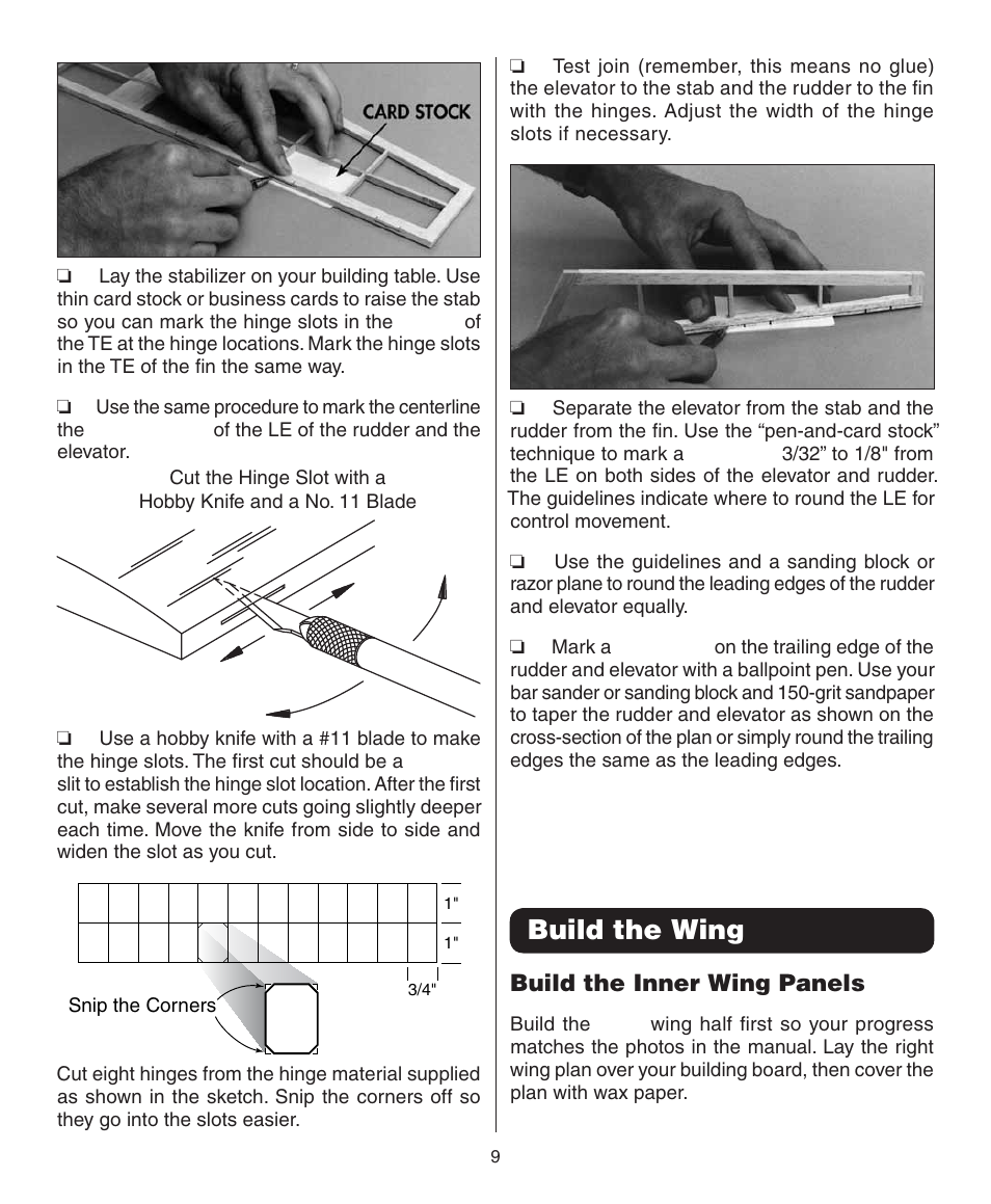 Build the wing, Build the inner wing panels | Dynaflite GPMA0090 Butterfly User Manual | Page 9 / 40