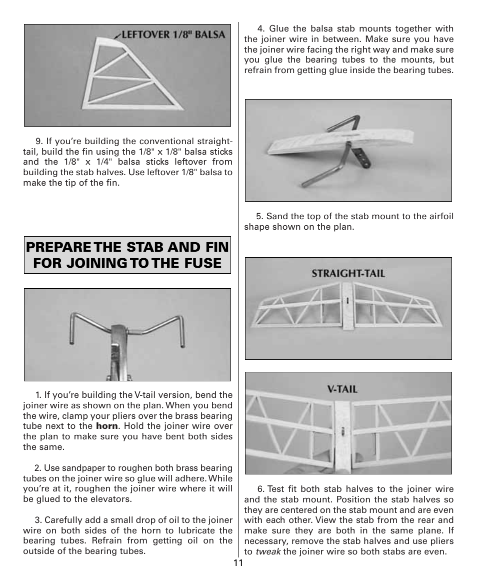 Prepare the stab and fin for joining to the fuse | Dynaflite GPMA0525 User Manual | Page 11 / 24