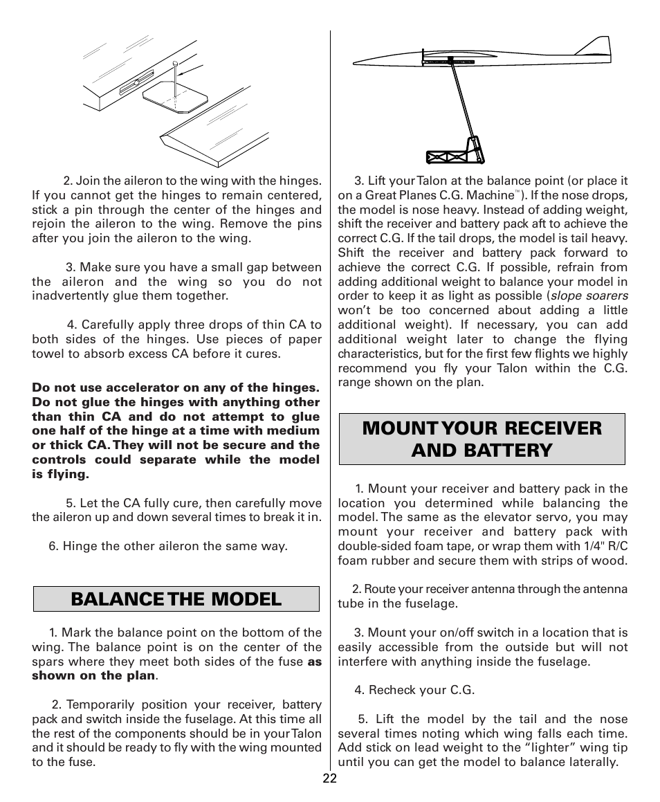 Mount your receiver and battery balance the model | Dynaflite GPMA0525 User Manual | Page 22 / 24