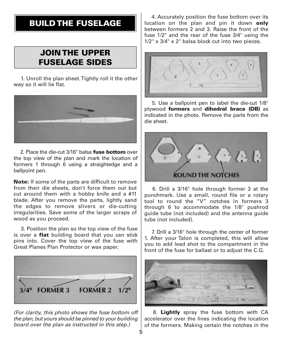 Join the upper fuselage sides build the fuselage | Dynaflite GPMA0525 User Manual | Page 5 / 24