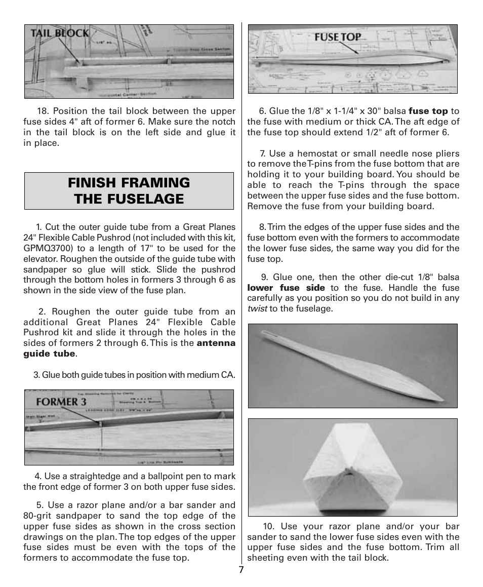 Finish framing the fuselage | Dynaflite GPMA0525 User Manual | Page 7 / 24