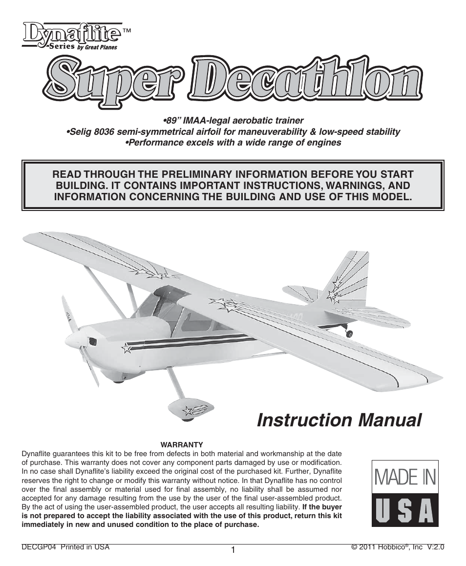 Dynaflite GPMA0510 Super Decathlon User Manual | 36 pages