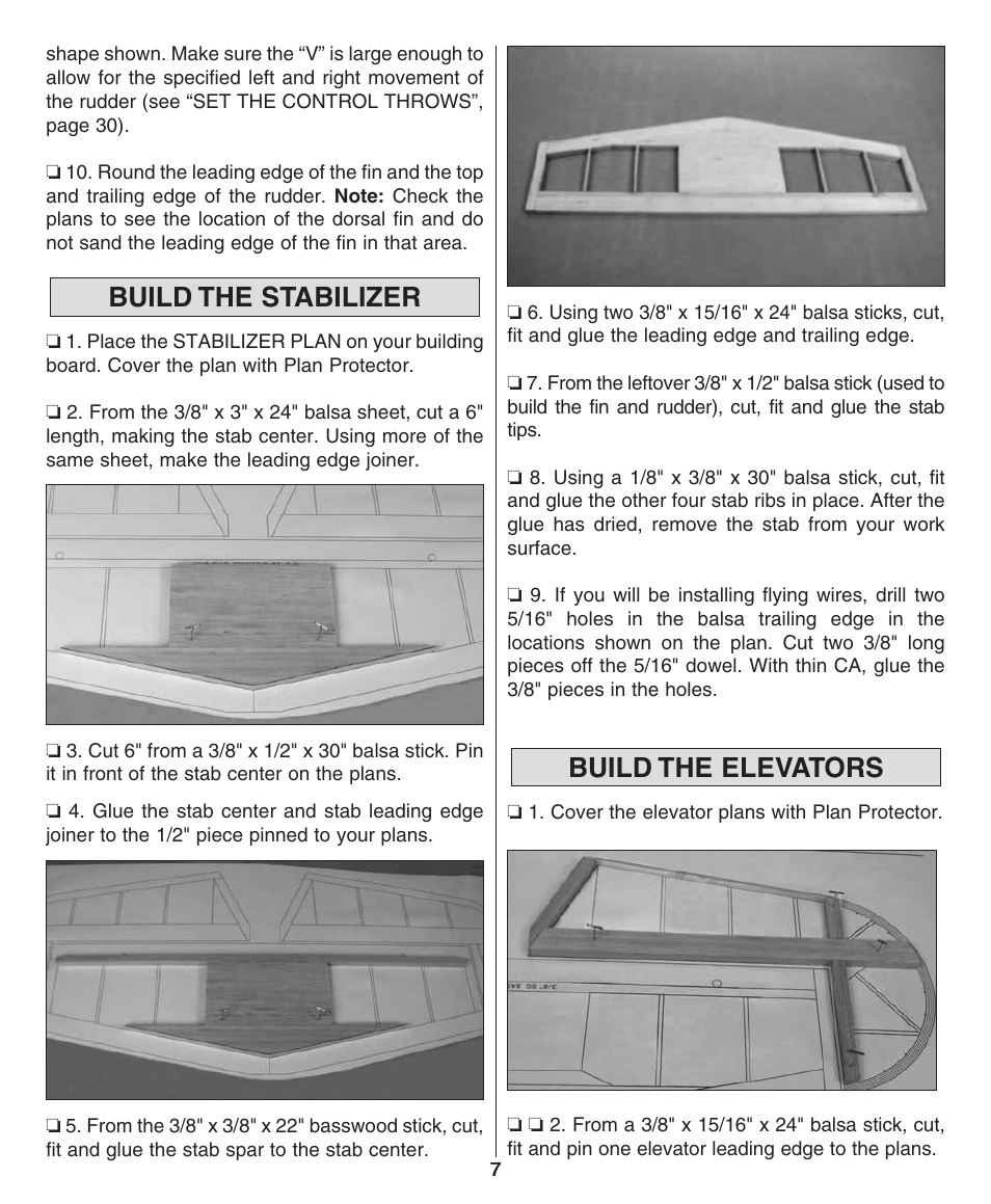 Build the stabilizer, Build the elevators | Dynaflite GPMA0510 Super Decathlon User Manual | Page 7 / 36